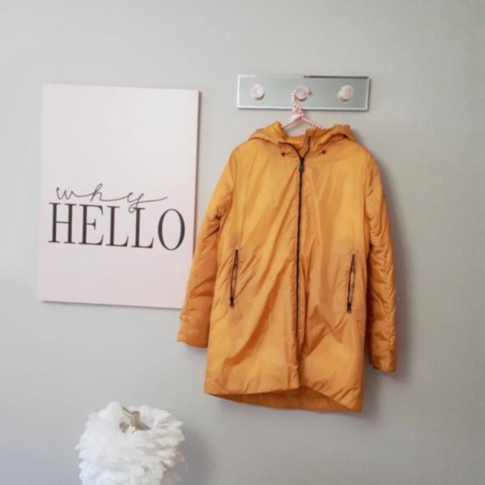 *SOLD* Save The Duck marigold yellow gold mustard water repellent hooded jacket - Picture 8 of 12